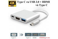 CÁP TYPE C -> USB 3.0 + HDMI + Type C 3.1 adapter